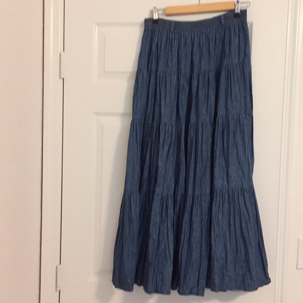 Denim broomstick maxi skirt size medium